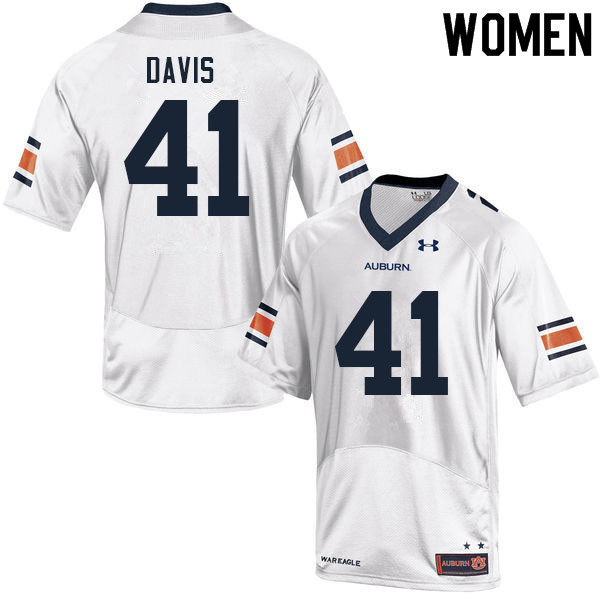 Women #41 Jordan Davis Auburn Tigers College Football Jerseys Sale-White - Click Image to Close